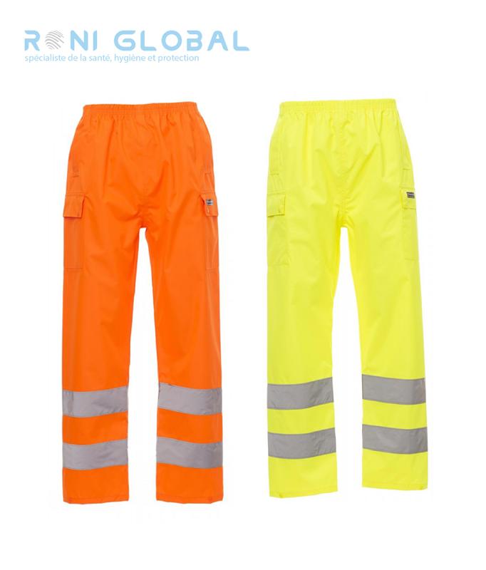 Pantalon de sécurité homme haute visibilité - Anti-pluie en polyester enduit PU - 2 poches - Class 2 - Hurricane Payper_0