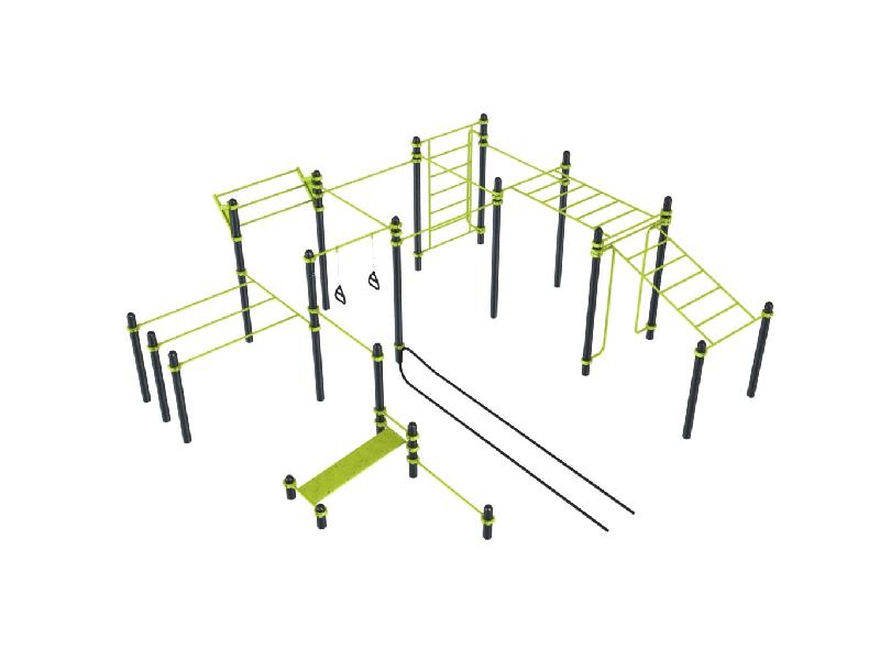 Station de Street Workout - Spot 4 - acier galvanisé thermolaqué avec barreaux 32mm et visserie anti-vol_0