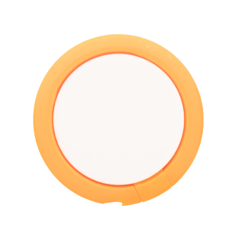 Support pour téléphone portable rond en plastique - base autocollante - couleur orange - poids 3,25 g_0