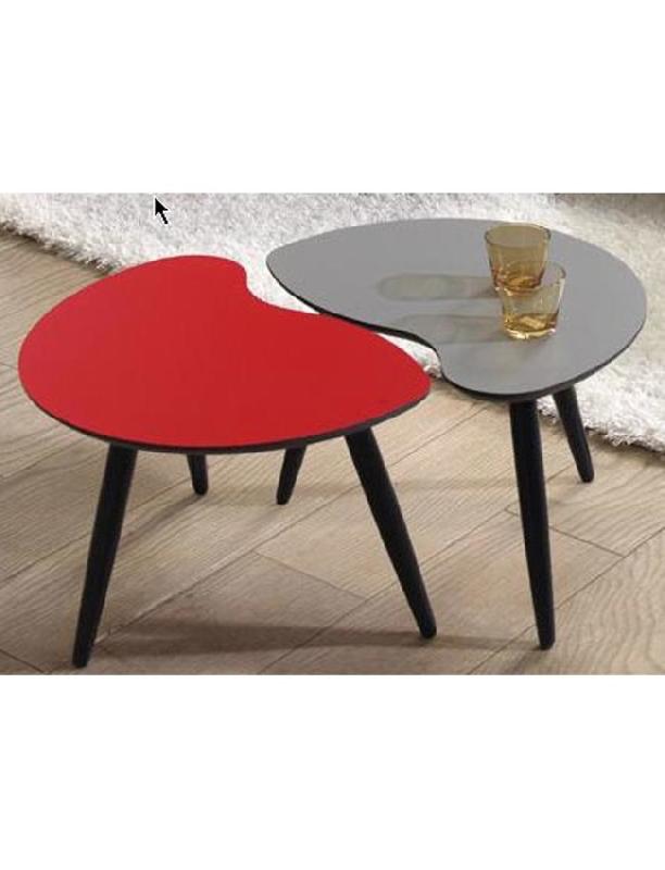 Table basse duo - stratifié au choix - chants droits - pieds bois teinte au choix - épaisseur 18mm_0