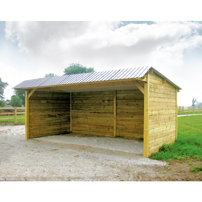 Abri de stockage / structure en bois / toiture en bacacier / bardage en bois / ancrage au sol avec platine_0