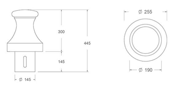 Borne en fonte Marine - Borne cabestan en fonte ductile - Finition peinture noire - Hauteur 445 mm_0