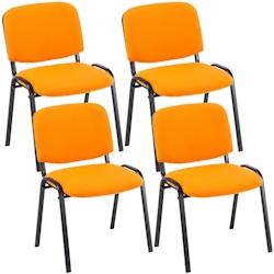 CLP Lot de 4 chaises visiteur Ken en tissu Orange - orange textile 313006_0