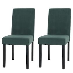 Décoshop26 - Lot de 2 chaises de salle à manger dossier haut en tissu velours côtelé vert pieds en bois foncés 04_0007330 - 3000262061488_0
