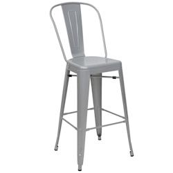 Décoshop26 - Tabouret de bar avec dossier design industriel en métal gris avec repose-pieds 04_0005251 - gris 3000124732693_0