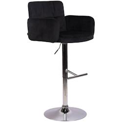 Décoshop26 - Tabouret de bar pivotant en velours noir et métal chromé avec accoudoirs repose-pieds et dossier TDB10644 - noir 3002470532699_0