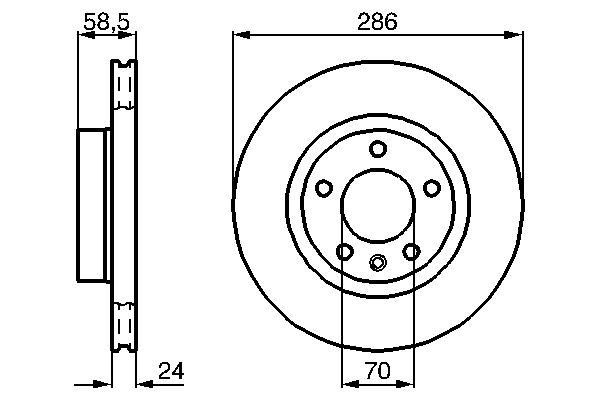 Disque de frein Bosch 0986478594 - ventilé de l'intérieur - boîte de 2 disques - côté avant - 5 trous_0