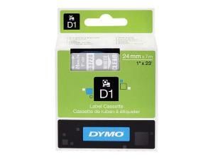 DYMO D1 S0721000 : CASSETTE RUBAN TITREUSE BLANC/TRANSPARENT 53720 - 24 MM X 7 M