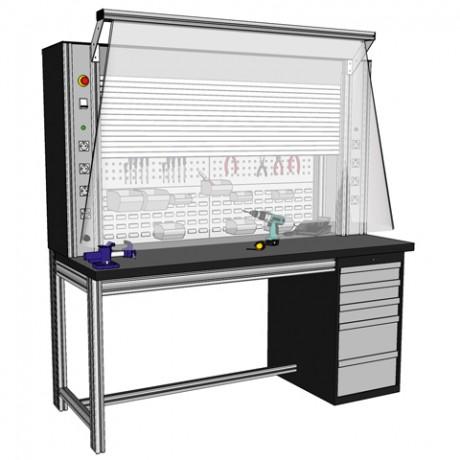 Établi porte outils électrifié - Armoire, coffre à tiroirs, volet roulant électrique et éclairage LED_0