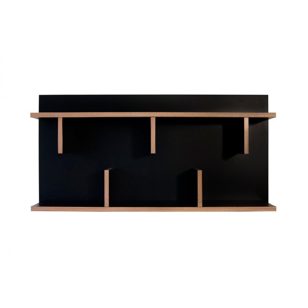 ETAGÈRE MURALE BERN NOIRE ET BOIS 90 CM