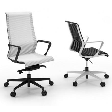 Fauteuil direction Dinamica - haut dossier, structure en nylon blanche ou noire, assise et dossier en résille_0