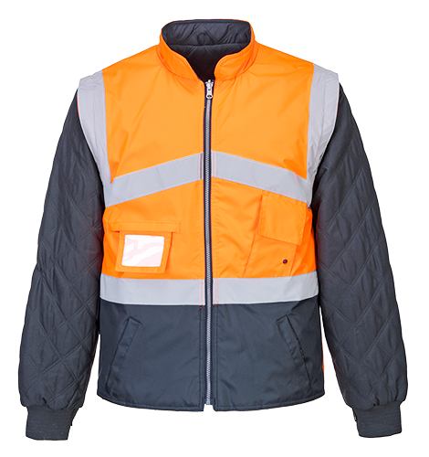 Gilet hivis bicolore réversible orange marine S769 - respirant, manches démontables, bandes réfléchissantes, taille XS-4XL_0