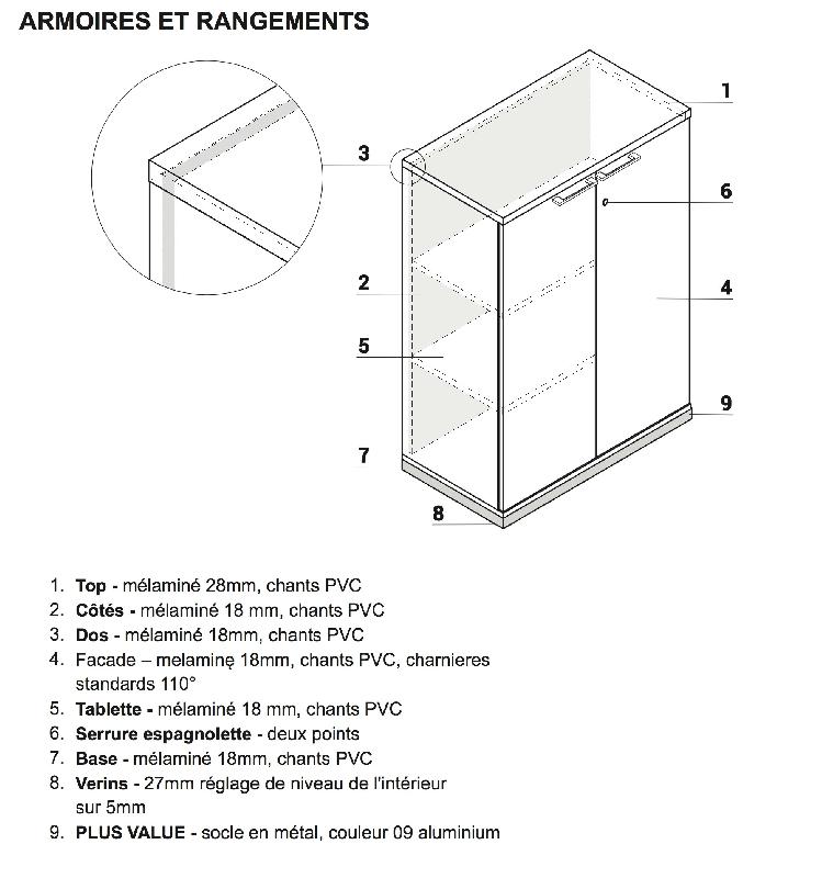 Grande armoire de rangement - MDD - Blanc, Sans socle de finition_1