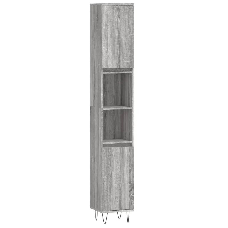 Helloshop26 - Armoire de bain moderne avec portes et étagères 30 x 30 x 190 cm style industriel en bois d'ingénierie sonoma gris 02_0048991 - gris_0