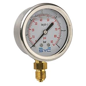 Manomètre Ø 63 SYC430 avec glycérine - acier inoxydable AISI 304 - double indication bar/psi - réf. : SYC430_0