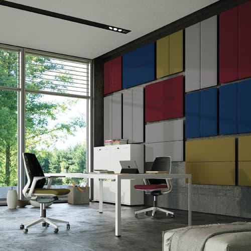 Bureau de direction 4 pieds Karen - 180x80 cm - Plateau mélaminé noisetier 19 mm - Piètement cadre blanc_0