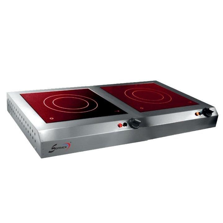 Réchaud vitrocéramique 2 feux 300x300 mm - 2x 3500W - Sans détecteur, 220V, MONO_0