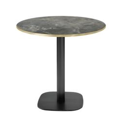 Restootab - Table Ø70cm - modèle Round pierre métallisée chants laiton - gris TB-ROU-R70M-P.METAL-LAI_0