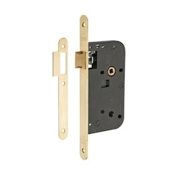Serrure encastrable pour porte intérieure, axe 50mm, bouts ronds, laiton brossé - THIRARD - doré 3150260195002_0