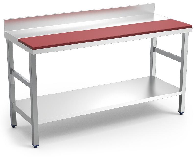 Table de préparation murale avec étagère, rouge Table de préparation murale fb.Rouge avec entraxe 1000x600x850 mm. Horemaq - 072002_0