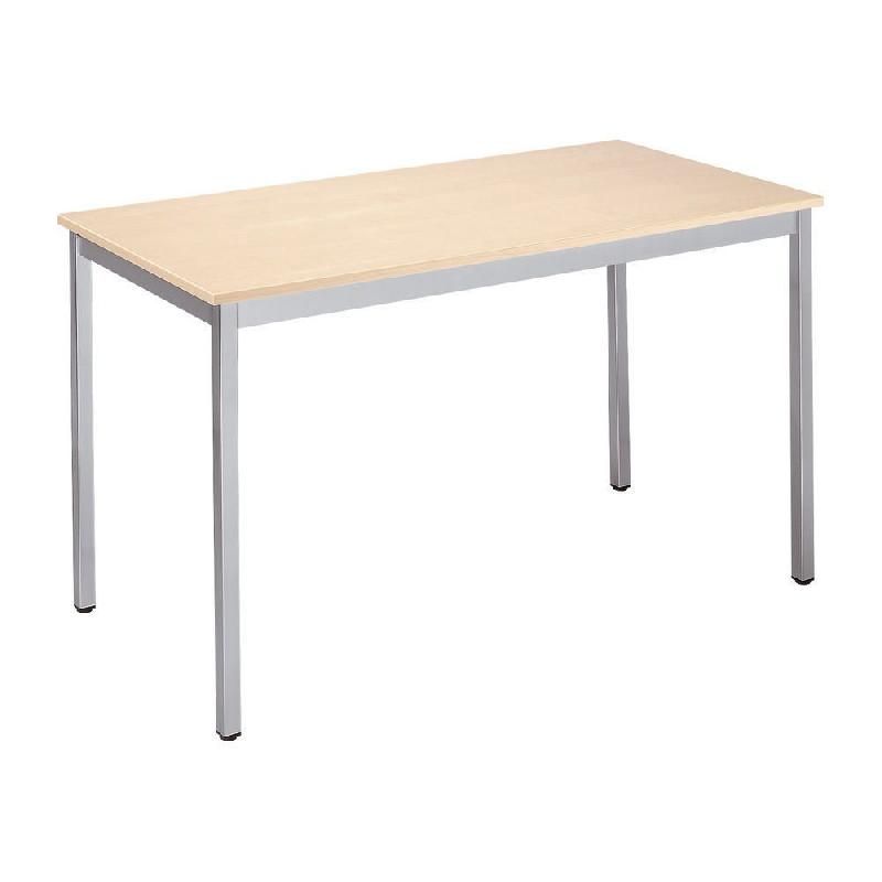 TABLE DOMINO TENDANCE RECTANGLE - L. 120 X P. 60 CM - PLATEAU ERABLE - PIEDS ALUMINIUM