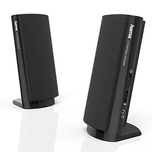 Enceintes multimédia 2.0 E 80 - Jack 3,5mm - Noir - Hama 057139 avec alimentation USB et réglage du volume_0