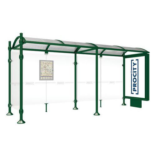 ABRI BUS PROVINCE 5 M CAISSON 1 BARDAGE AGORA VERT 6005 - PROCITY