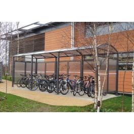 Abri voûte multi-fonctions sans bardages - modulaire avec éclairage LED intégré - protection vélos, motos et piétons_0