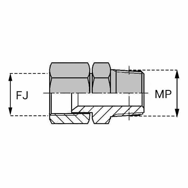 Adaptateurs - Droit femelle tournant JIC - X mâle NPT - 7/8' , 20.26 , 3/8' , 17.05_0
