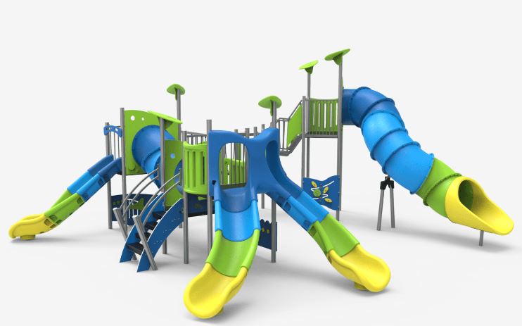 Aire de jeux aluminium 6 - JALU06 avec toboggans fantaisie et structure robuste_0