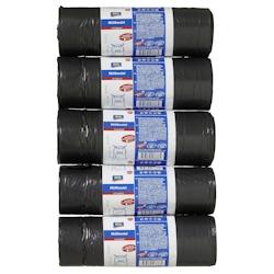 Aro Sacs poubelles avec cordon de serrage, HDPE / LDPE, 25µm, 65 x 65 cm, 60 L, noir, 5 rouleaux x 20 pièces (100 pièces) - noir multi-matériau 362202_0