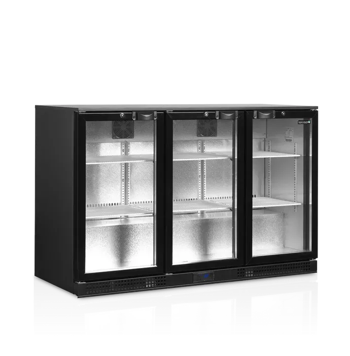Arrière de bar 300 l noir 3 portes vitrées - 1350x520x870 mm - PDB301H-3_0
