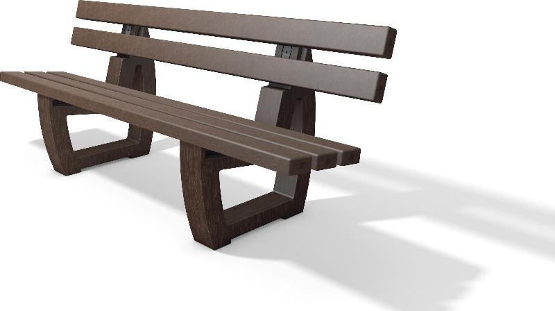 Banc public en plastique recyclé - Sutton - design moderne avec piétement en forme de patin de luge - disponible en 3 tailles_0