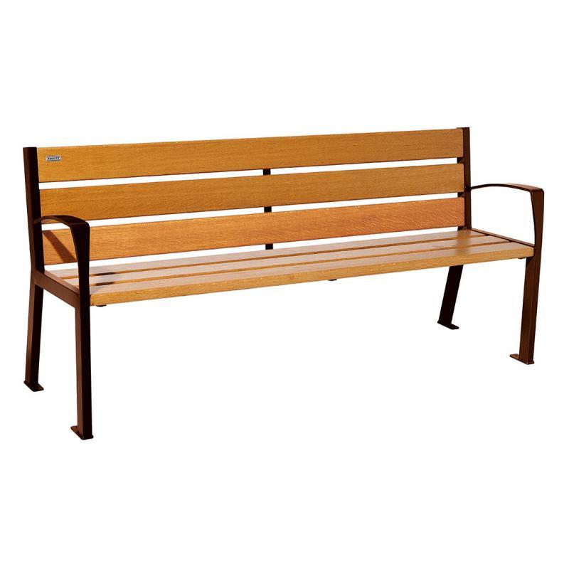 Banc Urbain Silaos en Bois et Acier - Avec Accoudoirs et 6 Lames_0