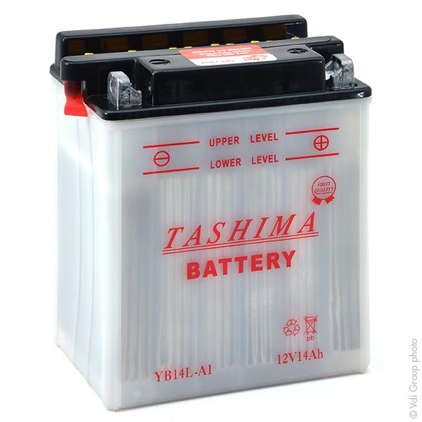 Batterie moto YB14L-A1 12V 14Ah - Tashima - Pack acide inclus - 190A CCA_0