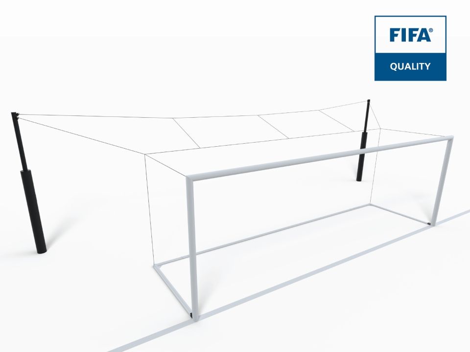 But de football à 11 certifié FIFA - Design sans crochet - Aluminium ovoïde 120x100mm - Pack premium_0