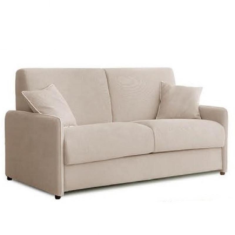 Canapé convertible express 140 cm Gemma - Matelas 16 cm - Tissu ficelle passepoil crème - Fabrication italienne_0
