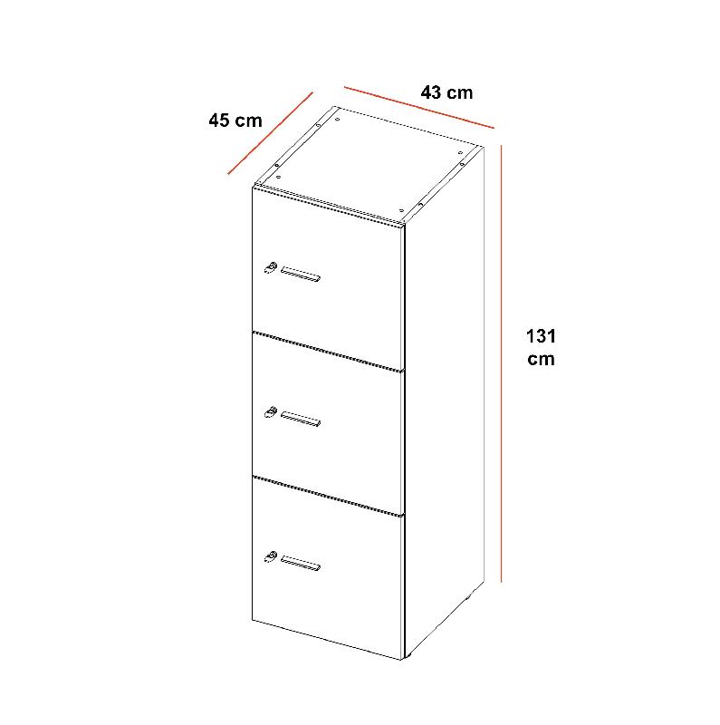 Casiers de rangement modulaires - QUADRIFOGLIO - A clé, 3 cases_0