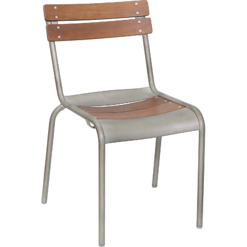 Chaise de restaurant EPERNAY - Aluminium et Teck Massif - Style Industriel_0