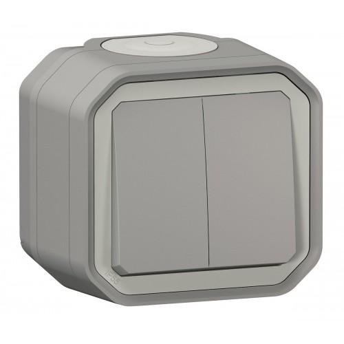 COMMANDE DOUBLE 3 FONCTIONS COMPLET SAILLIE ÉTANCHE - PLEXO - GRIS LEGRAND