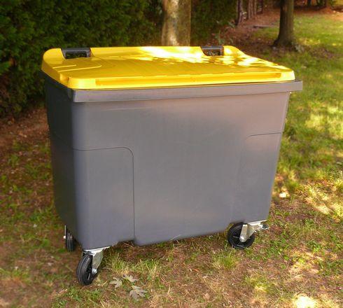 CONTENEUR À DÉCHETS 4 ROUES 500 LITRES EXTÉRIEUR GRIS-VERT