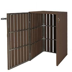 Décoshop26 - Abri de poubelles extérieur conteneurs à ordures jusqu'à 2 bacs métal aspect bois marron 115x77x97 cm 04_0002862 - marron 3000618332699_0