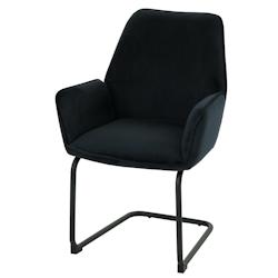 Décoshop26 - Chaise de salle à manger avec accoudoirs assise en tissu anthracite-bleu 04_0006295 - bleu 3000261691280_0