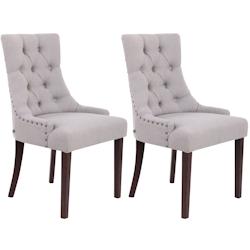 Décoshop26 - Lot de 2 chaises de salle à manger avec boutons décoratives assise en tissu gris pieds foncés 10_0001518 - gris 3000250519830_0