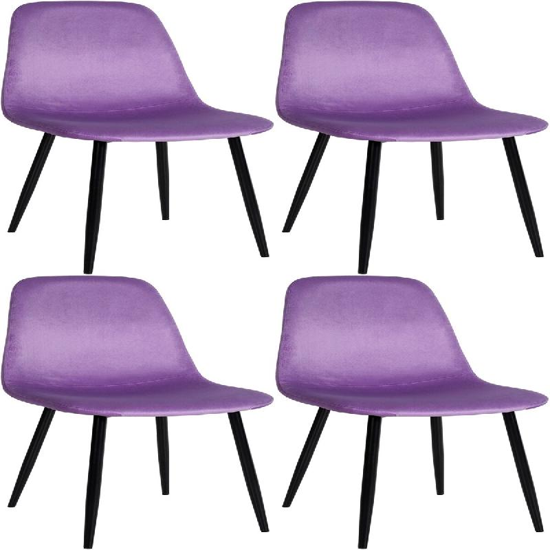 Décoshop26 - Lot de 4 chaises de salle à manger design simple avec pieds en métal noir et assise en tissu violet 10_0001831 - violet métal 3000250_0