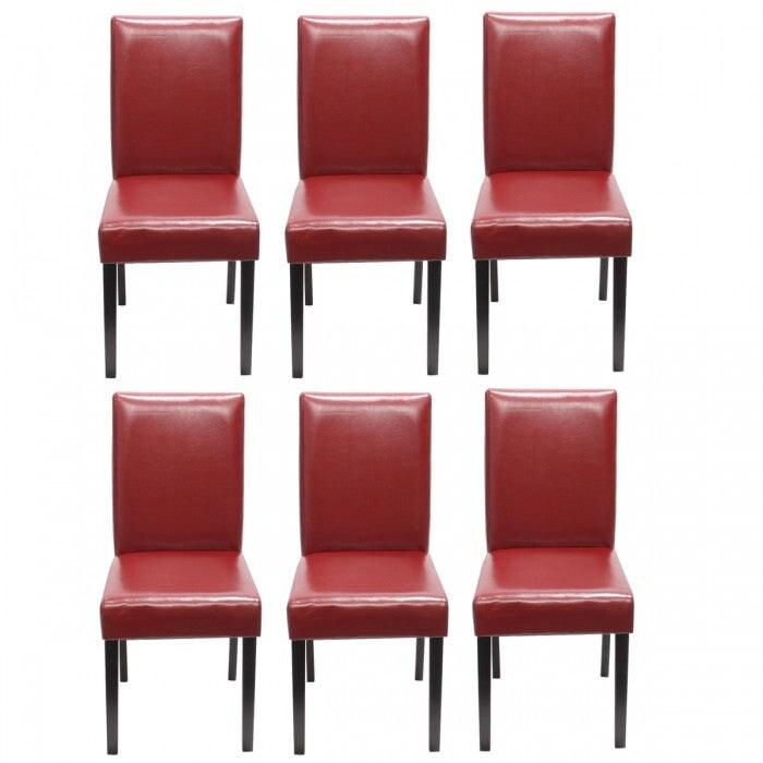Décoshop26 - Lot de 6 chaises de salle à manger synthétique rouge pieds foncés CDS04244 - 3000075117426_0