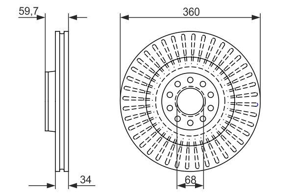Disque de frein Bosch 0986479302 - ventilé, avant, 5 trous_0