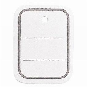 Étiquette textile à trou blanche cadre gris 19x22mm - boîte de 500_0