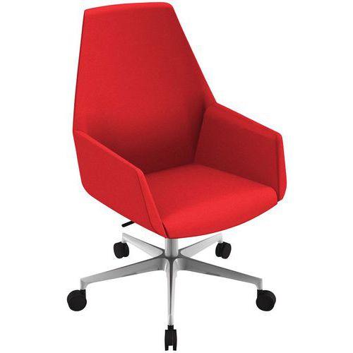 FAUTEUIL DUNE DOSSIER HAUT PIED ALUMINIUM TISSU M1 ROUGE - QUADRIFOGLIO