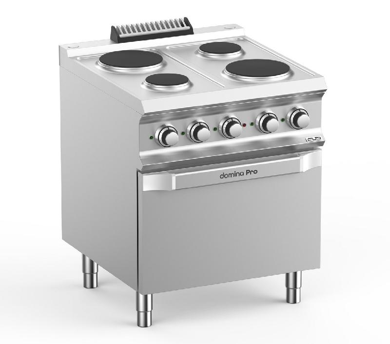 Fourneau professionnel électrique 4 plaques 2x1,5 kW et 2x2,6 kW sur four électrique Domina Pro 700 - PR77FE_0